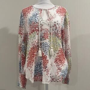 Lucky Brand Women’s M Top Blouse Boho Floral Hippie Peasant